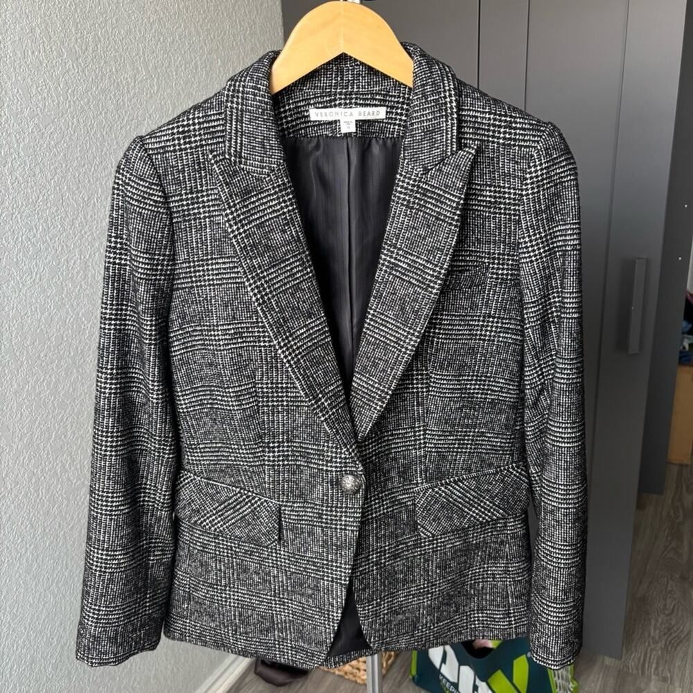 Veronica Beard Plaid Wool Blend Blazer Size 10